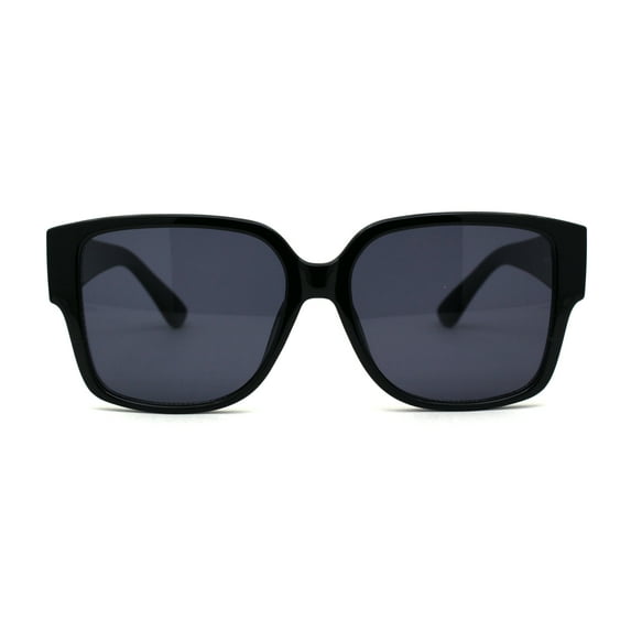 Womens Large Thick Plastic Horn Rim Retro Chic Sunglasses All Black