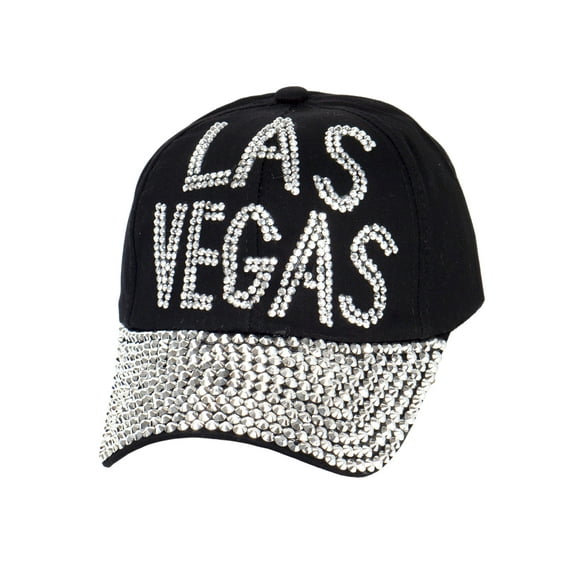 Womens Las Vegas Studded Fashion Baseball Cap - Black