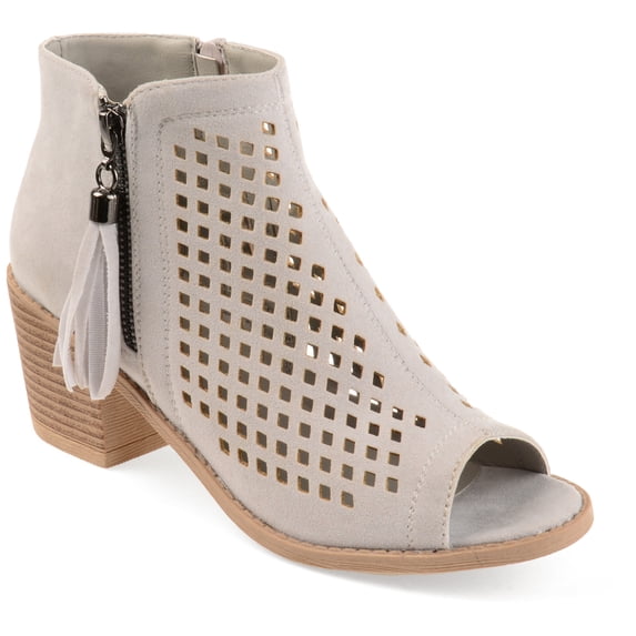 Womens Laser Cut Faux Leather Tassle Booties