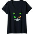thumbnail image 1 of Womens Laughing Crazy Cat V-Neck T-Shirt, 1 of 3