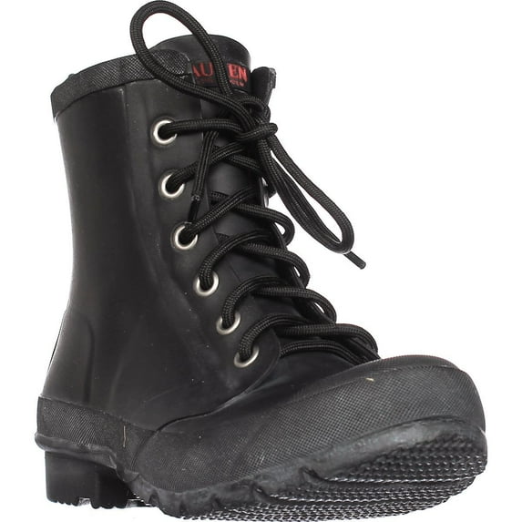 Womens Lauren Ralph Lauren Mikenna Short Lace Up Rain Boots - Black Matte