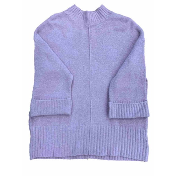 Womens Lavender 3/4 Rolled Sleeve Mock Neck Soft Sweater Shirt Top 2X