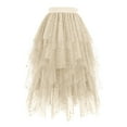 thumbnail image 1 of Womens Layered Skirts Summer Star and Moon Tulle Puffy Solid Color Flowy Plus Size Pullover Cute Midi Skirts Beige S-2XL, 1 of 3