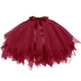 thumbnail image 1 of Womens Layered Tulle Skirt Ribbon Waist Tie Full Tutu Petticoat Solid Color, 1 of 2
