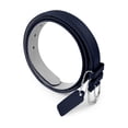thumbnail image 1 of Womens Leather Belt - Solid Color Basic Pu Bonded Leather Dress Belt - Silver Polished Belt Buckle by Belle Donne - Navy Medium, 1 of 3