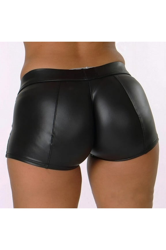 Womens Leather Booty Shorts High Waist Lift Clubwear Sexy Shorts