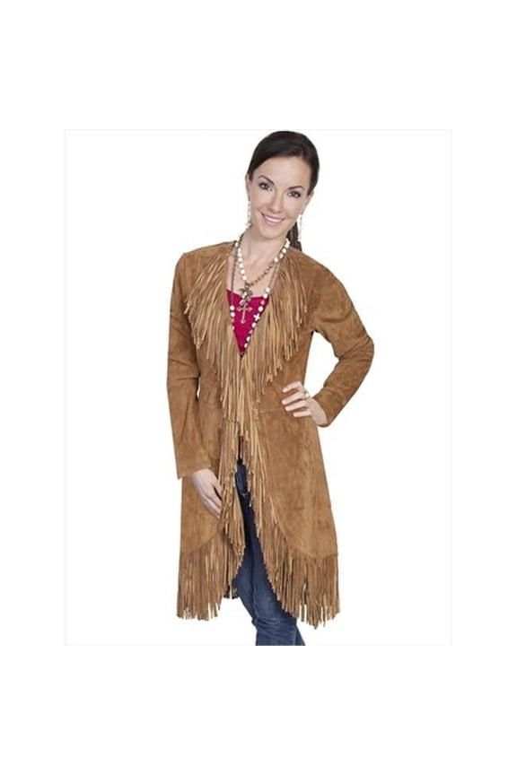 Womens Leather Coat - Cinnamon Boar Suede, XL