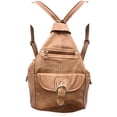 thumbnail image 1 of Womens Leather Convertible 7 Pocket Medium Size Tear Drop Sling Backpack Purse Shoulder Bag, 1 of 2