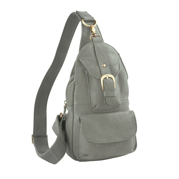 Womens Leather Crossbody Bag - Cowhide Sling Purse by American Procurement - Gray