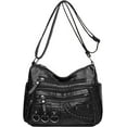 thumbnail image 1 of Womens Leather Handbag Multi-Pocket Crossbody Bag Waterproof Hobo Shoulder Bag with Adjustable Shoulder Strap, 1 of 7