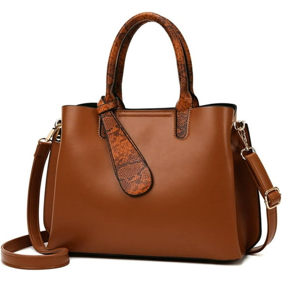 Womens Leather Handbag Purses Top Handle One Shoulder Crossbody Bag Totes Satchel for Ladies with Adjustable Shoulder Straps