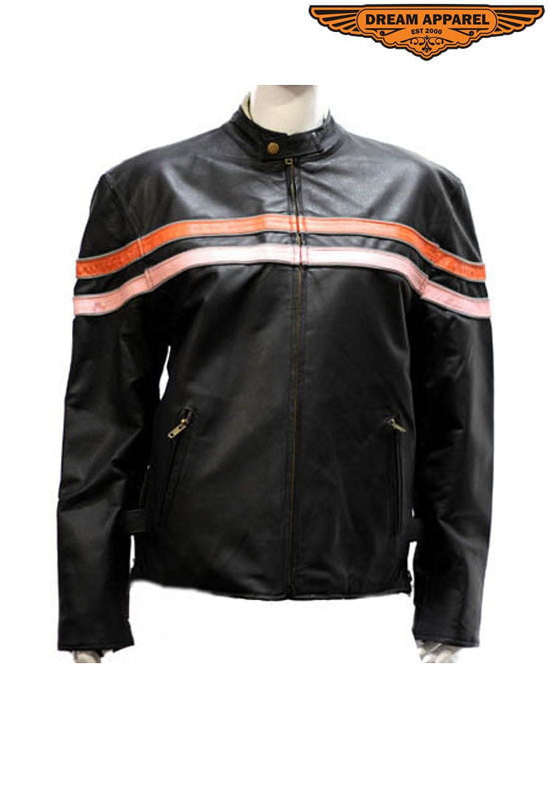 Leather jacket with racing stripes hotsell