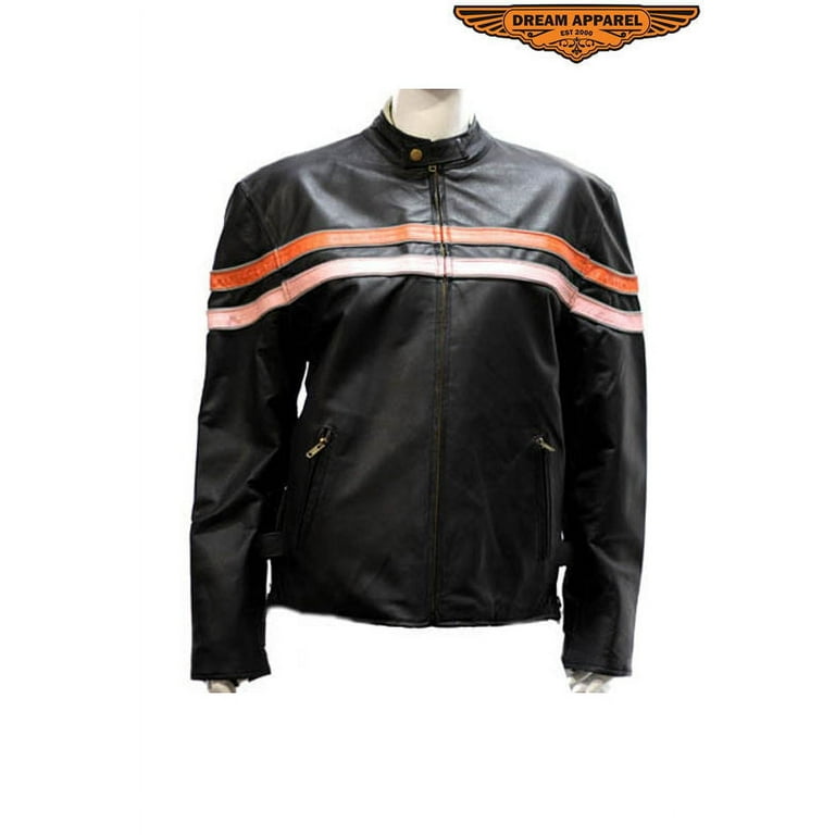 Leather jacket best sale with racing stripes