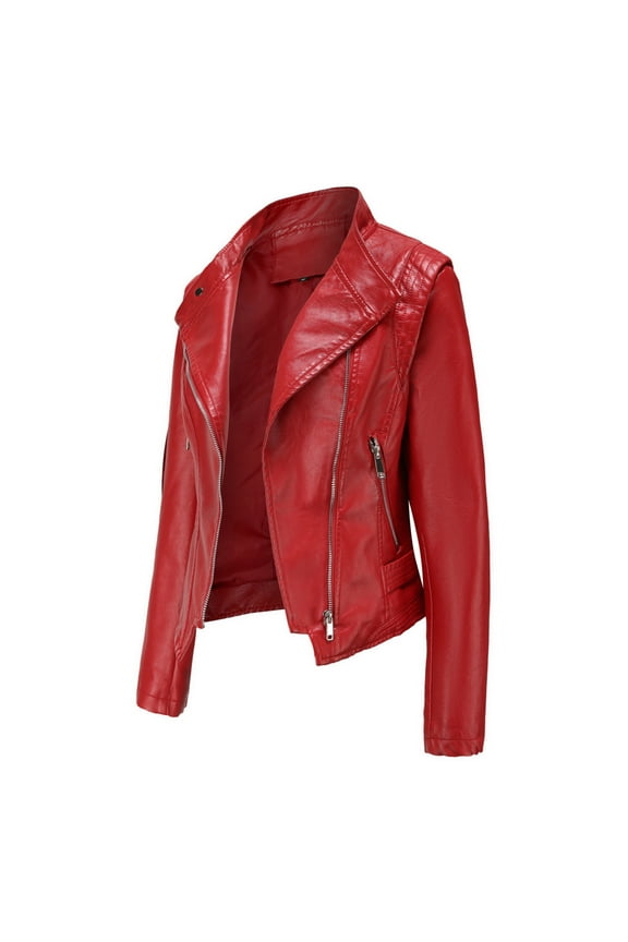 Womens Leather Jackets Motorcycle Coat Short Lightweight Pleather Crop Coat Button Jacket Open Front Coat for Women Market Women's Turtleneck Hoodie Jackets Long Sleeve Casual Women Short Jackets