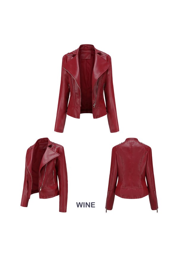 Womens Leather Jackets Motorcycle Coat Short Lightweight Pleather Crop Coat Fuzzy Coats Light Jackets Zip Ups Long Sleeve Shirt Women Women's Jacket Berry Jacket Maternity plus Size Jacket Women S