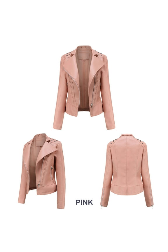 Womens Leather Jackets Motorcycle Coat Short Lightweight Pleather Crop Coat Lady Zip Jacket Sweaters with Zipper for Women Women Cold Weather Jacket Womens Jacket Zip Little Jacket Light Jacket with