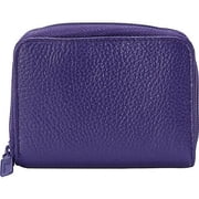 Womens Leather Mini Accordion Wizard Wallet, Credit Card Case, Coin Purse, Id Holder, Mulberry Purple
