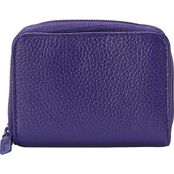 Womens Leather Mini Accordion Wizard Wallet, Credit Card Case, Coin Purse, Id Holder, (Mulberry Purple)