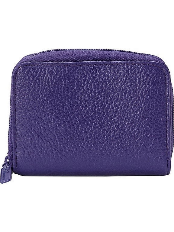Womens Leather Mini Accordion Wizard Wallet, Credit Card Case, Coin Purse, Id Holder, (Mulberry Purple)