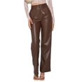 thumbnail image 1 of Womens Leather Pants - High Waist Faux Leather Straight Leg Bell Bottom Flare Pants Brown S, 1 of 8