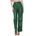 thumbnail image 1 of Womens Leather Pants - High Waist Faux Leather Straight Leg Bell Bottom Flare Pants Green XXL, 1 of 8