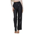 thumbnail image 1 of Womens Leather Pants - High Waist Faux Leather Straight Leg Bell Bottom Flare Pants, 1 of 9
