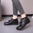 thumbnail image 1 of Womens Leather Shoes- Chunky Heel Low-heeled Christmas Gifts Vintage Women's Ankle Boots Black 36, 1 of 8