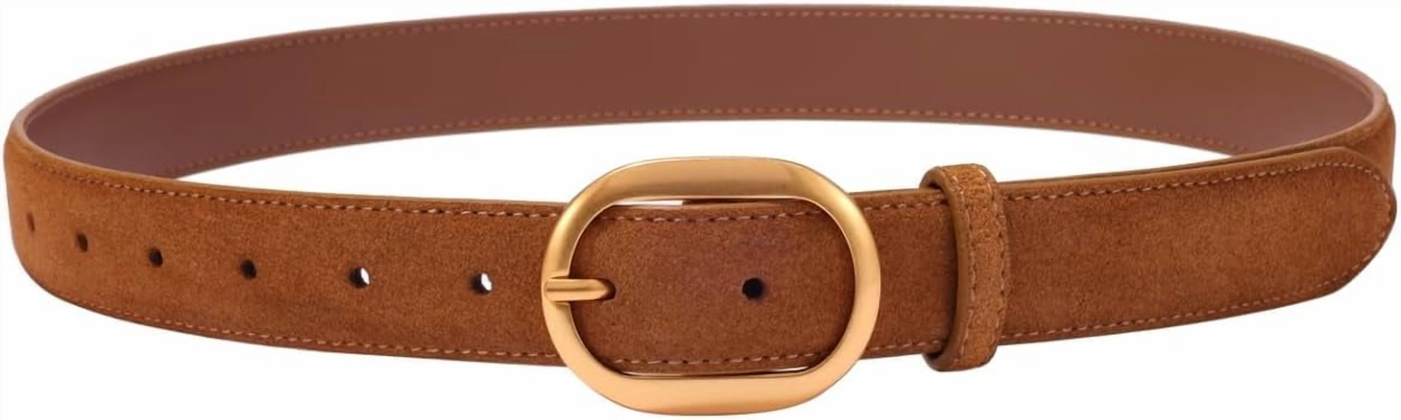 Womens Leather Suede Belt Brown Waist Belt for Casual Dress  display picture 1