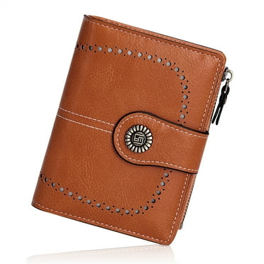 KAWELL Women's Leather Bifold Wallet RFID Blocking Card Holder with Zipper Pocket Compact and Stylish