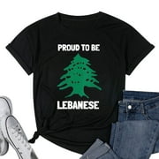 Womens Lebanese Yalla Habibi Arabic Arab And Islam Muslim Round Neck T-Shirt Black Small