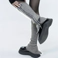 thumbnail image 1 of Womens Leg Warmers Gothic Punk Ribbed Knitted Leg Warmers Side Zipper Up Solid Color Boot Socks Student Knee High Foot Cover Winter Sock Leg Warmers for Men Neon Leg Warmers for Girls 80s Leg Warmers, 1 of 3