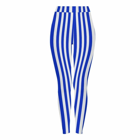 Womens Legging Pants Black White Striped Ankle Length Stretchy Soft Legging Pants Elastic High Waist Yoga Trousers (3XL, Blue)