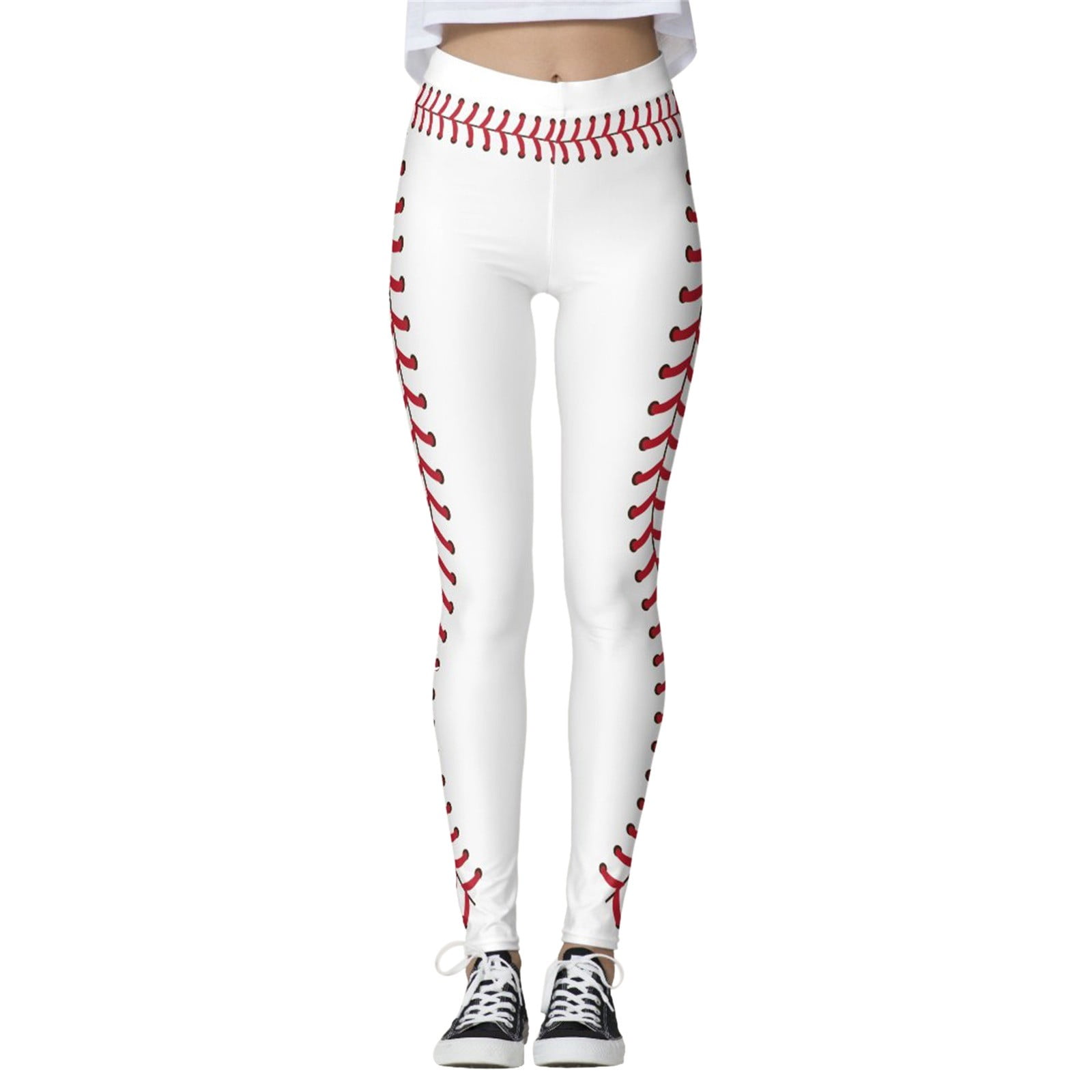 Womens Leggings Baseball Print Control Yoga Sport for High Waisted Pants