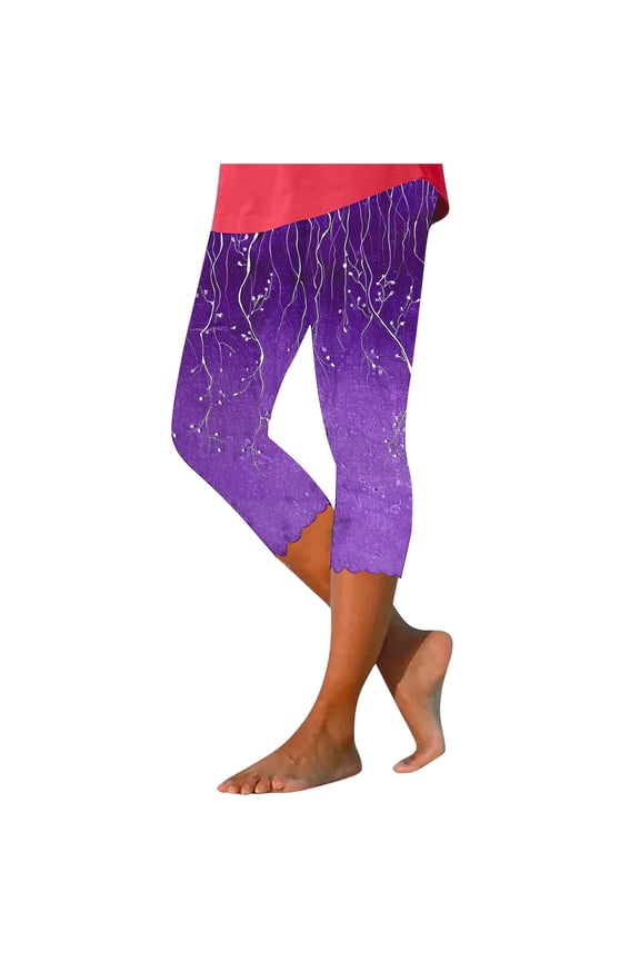 Womens Leggings Womens Capri Leggings Summer Plus Size Capris Workout Yoga High Waisted Capri Pants Casual Pull on Capris with Pockets Stretchy Leggings Compression Pants Xxl
