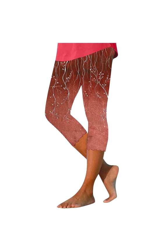 Womens Leggings Womens Capri Leggings Summer Plus Size Capris Workout Yoga High Waisted Capri Pants Casual Pull on Capris with Pockets Stretchy Leggings Compression Pants Xxxxl