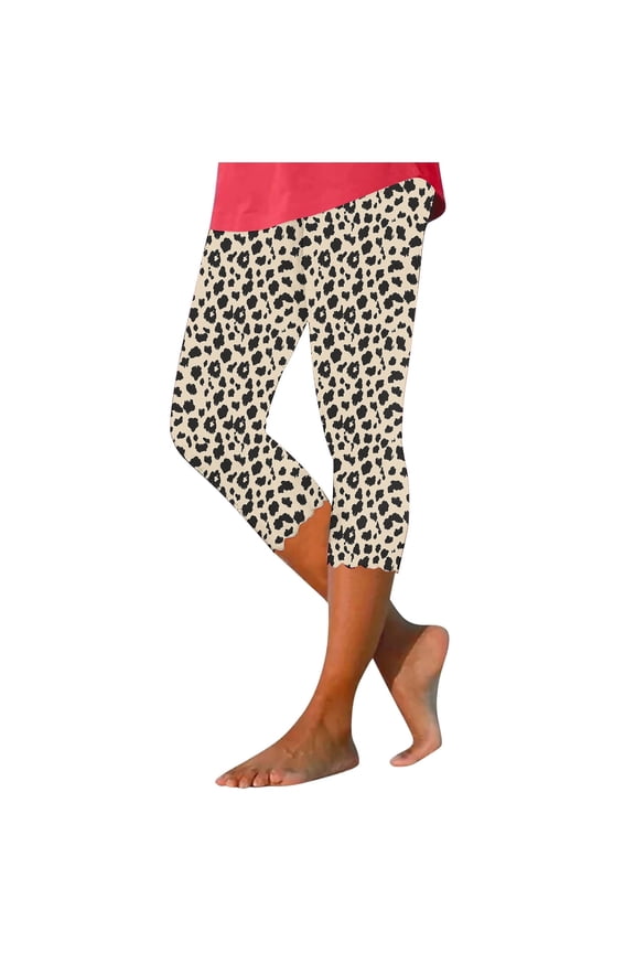 Womens Leggings Womens Capri Leggings Summer Plus Size Capris Workout Yoga High Waisted Capri Pants Casual Pull on Capris with Pockets Stretchy Leggings Compression Pants S