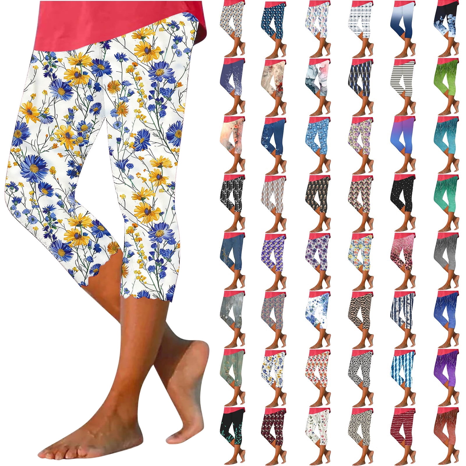 Womens Leggings Womens Capri Leggings Summer Plus Size Capris Workout ...