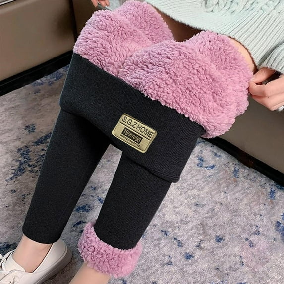 Womens Leggings Fleece Lined Leggings Women with Pockets Sweatpants for Women Ndbuld Womens Large Size Winter With Tags Solid Color Plus Thick Fleece Home Warm Pants Black L