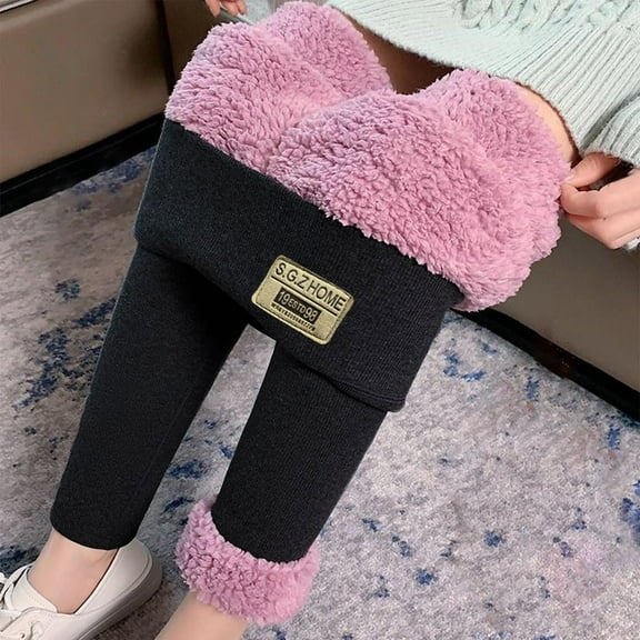 Womens Leggings Fleece Lined Leggings Women with Pockets Sweatpants for Women Ndbuld Womens Large Size Winter With Tags Solid Color Plus Thick Fleece Home Warm Pants Black L