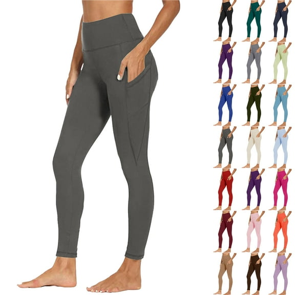 Womens Leggings High Waist Running Workout Yoga Pants with Side Pocket Fitness Sports Running Yoga Athletic Pants