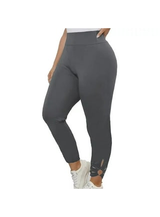 Womens Knee Length Yoga Pants with Pockets, Workout Running Yoga Leggings  Cropped Tights for Women