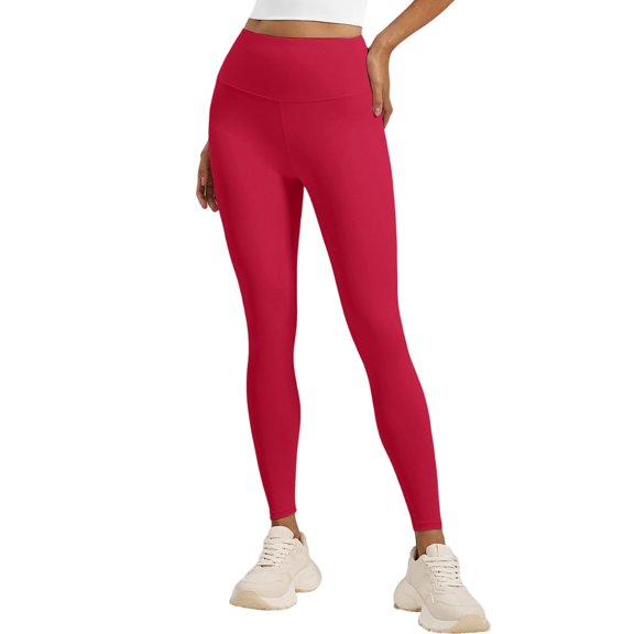 OIOLOYJM Womens Leggings High-Waisted Tummy Control Yoga Pants Butt Lifting Compression Workout Sweatpants Red M