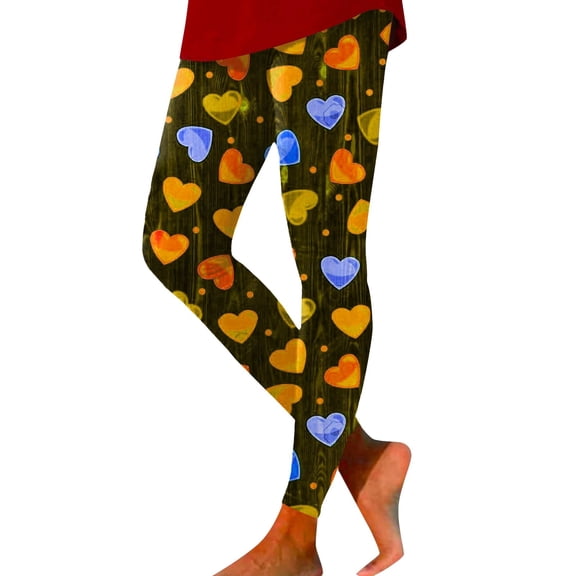 Womens Leggings High Waisted Valentines Day Love Heart Graphic Printed Slim Pants Stretch Workout Ladies Legging Super Soft Tight Casual Sports Leggings for Women Tummy Control Womens Leggings