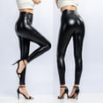 thumbnail image 1 of Womens Leggings Ladies Leather Wet Look Shiny Disco High Waist Trouser Pants Wide Leg Cropped Pants for Women Casual Women Athletic Pants with Pockets Womens Business Casual Pants Long Stretch Dress, 1 of 6