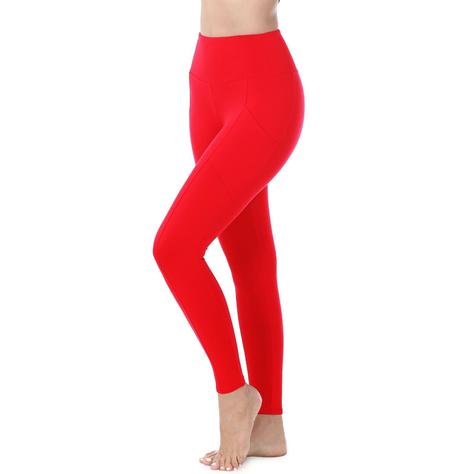 Womens Leggings POCKETS Full Length Thick Waistband Seamles Yoga Pant