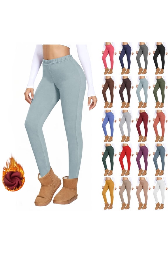Womens Leggings Pants High Waist Ankle Yoga Leggings Workout with Pockets Velvet Warm Home Leggings Casual Close Fitting Pants