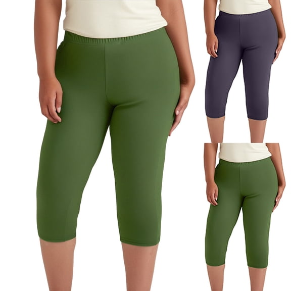 Womens Leggings Plus Sizes High Waisted Activewear Pants Stretchy Sports Athletic Capri Yoga Pants