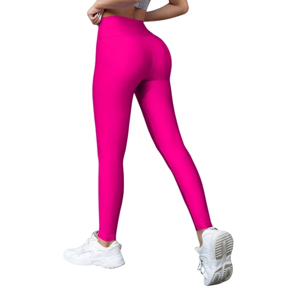 Womens Leggings, Prolriy Women's Slimming High Waisted Yoga Pants in Nylon Glossy Fabric Workout Pants for Women Hot Pink M