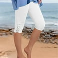 thumbnail image 1 of Womens Leggings Tummy Control Floral Lace Capris High Waisted Slim Stretchy Versatile Spring Autumn Cropped Capris Pants (White XXL), 1 of 4