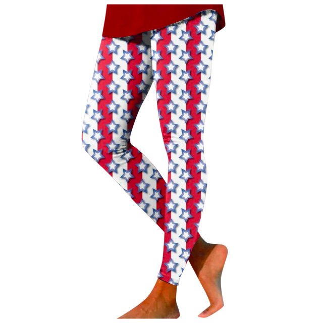 Womens Leggings Women's Independence Day Plaid Print Leggings Lifting